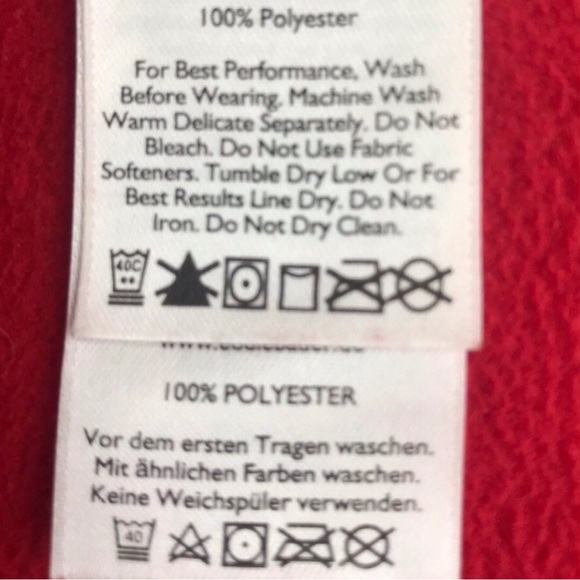 Eddie Bauer Red Fleece Petite Size Large Zippered Pockets Full Front Zip - Picture 6 of 8